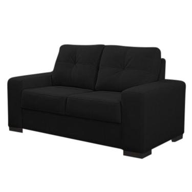 Imagem de Sofá 2 Lugares 150cm Turim Couro Preto Fosco - Gran Belo