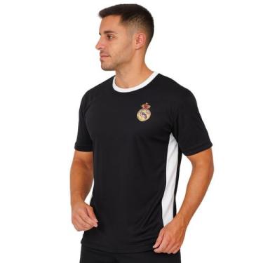 Imagem de Camisa Real Madrid Masculina Dry Fit Preto/Branco Balboa, Preto/Branco
