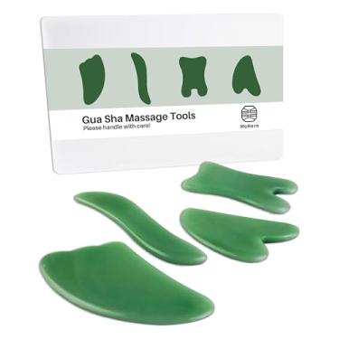 Imagem de Ferramentas de massagem Gua Sha, 4 peças de ferramentas Gua Sha de várias formas, ferramentas de massagem de raspagem Guasha para rosto e corpo