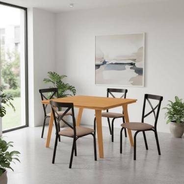 Imagem de Mesa de Jantar Millena 120cm em Madeira Maciça Estilo Contemporâneo Imbuia