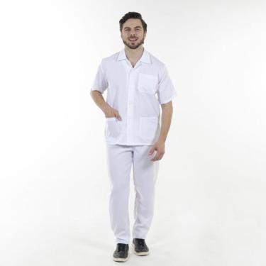 Imagem de Conjunto Masculino em Tecido Oxford para Serviços Gerais Jaleco Aberto