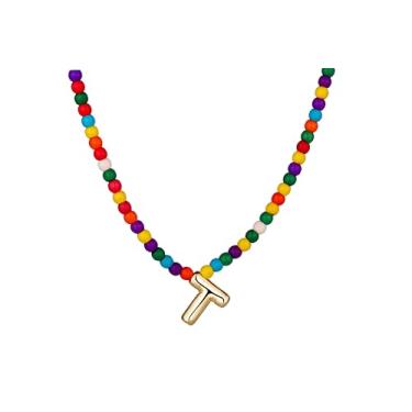 Imagem de WomenGifts Colares com inicial bolha para mulheres modernos, delicados e coloridos feitos à mão, joias para meninas adolescentes, colar com pingente de letra A a Z, presentes de aniversário para ela
