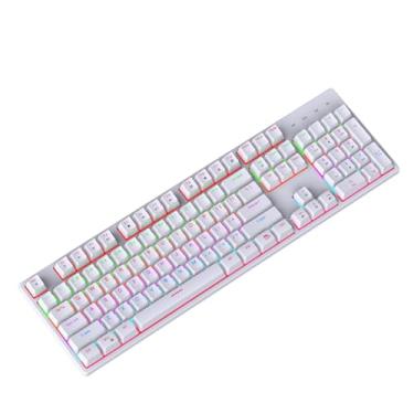 Imagem de Teclado Gamer Mecânico Full Size 104 Teclas com RGB Switch Azul Anti-Ghosting e USB-C e Layout US (Branco)