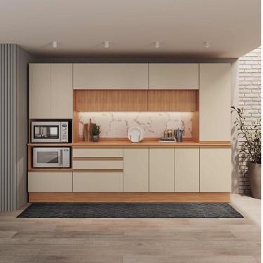 Imagem de Cozinha Modulada 6 Peças Armários, Balcões, Torre Quente, Paneleiro Aroeira Cabecasa Madeiramadeira Cinza Sereno