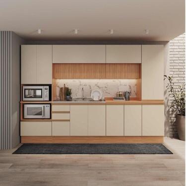 Imagem de Cozinha Modulada 6 Peças Armários, Balcões, Torre Quente, Paneleiro Aroeira Cabecasa Madeiramadeira Cinza Sereno