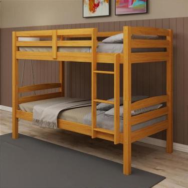 Imagem de Beliche Solteiro Cor Mel com Cama Auxiliar - Fabrika Moveis