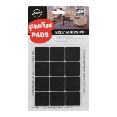 Imagem de Guarnições para Móveis em Feltro Quadrado Preto com Poliéster Cartela com 12 Unidades