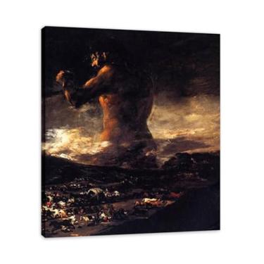 Imagem de LKXGRRSFG Impressão em tela romântica espanhola The ColossusFrancisco De Goya - Obra-prima do influente pintor romântico 39,9 x 43,9 cm sem moldura