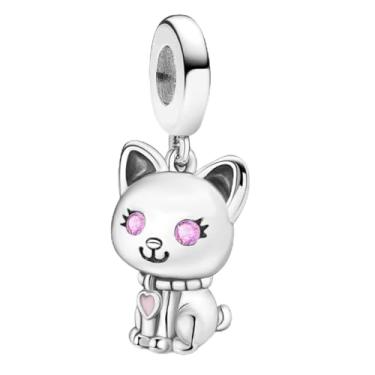 Imagem de 1 pingente elegante de contas de gato pequeno de prata esterlina adequado para joias DIY combinando e presente de decoração de roupa diária para mulheres