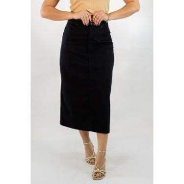 Imagem de Saia Jeans Midi Feminina Alta Preta Básica Anticorpus-Feminino