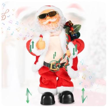 Imagem de SdeNow Papai Noel Elétrico, Óculos De Fio Dourado Tremendo Barriga Papai Noel Cantando Dança Natal Papai Noel Brinquedos Natal Bonecas Elétricas Para Crianças