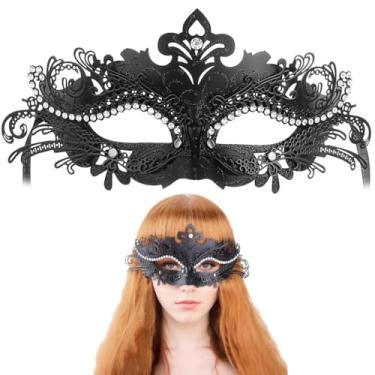 Imagem de Máscara de metal com strass veneziano cintilante, baile de máscaras femininas, baile de máscaras de strass, para baile de formatura, cosplay, festas de casamento, Dia das Bruxas, carnaval