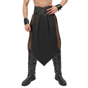 Imagem de Cdecgo Linho medieval tanga masculina cavaleiro guerreiro renascentista fantasia LARP acessórios cosplay (preto)