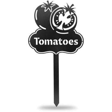Imagem de CUTHOLLOW Marcador de plantas de metal, tomates, para ambientes externos, interiores, à prova d'água, 30 cm, etiquetas fofas de plantas de jardim, para vegetais, decoração de estufa de fazenda