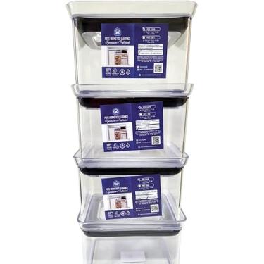 Imagem de Kit 3 Potes Herméticos Retangular Mantimentos Organizador Cozinha Acrílico 550 ml (KIT 3 POTES HERMÉTICOS CRISTAL)