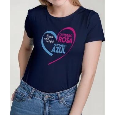 Imagem de Camiseta Camisa Algodão Feminina Masculina Adulto Campanha Outubro Ros