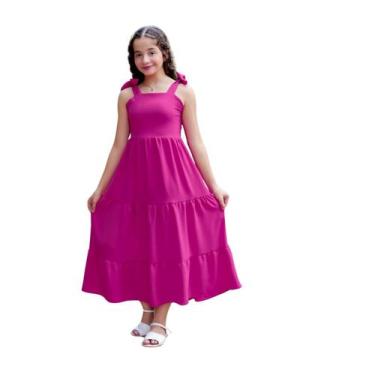 Imagem de Vestido Infantil e Juvenil Longo de Amarrar Duna - Tubarão Shop, Roxo,