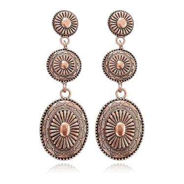 Imagem de Brincos femininos com pingente turquesa ocidental, roupas de concerto, acessórios de vaqueira, presentes de Natal, meias, Metal, Sem pedra preciosa