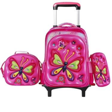 Imagem de Mochila Rodinha Infantil Masculina Feminina Escolar Juvenil Reforçada crianças menino e menina(Borboleta)