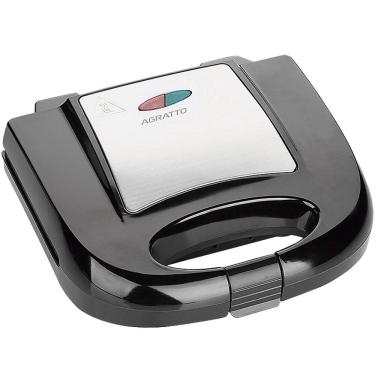 Imagem de Sanduicheira e Grill Elétrica 750W Lanches Dupla Antiaderente Preta Inox 220V Agratto Sid