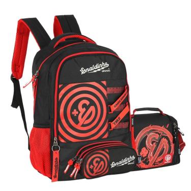 Imagem de Mochila Costas Lancheira Térmica Estojo Triplo Enaldinho