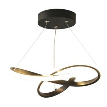 Imagem de Luminária de Teto Lustre Pendente LED Moderno com Três Cores de Luz para Sala, Quarto, Cozinha e Ambientes Internos(D08 Preto (24cmx24cmx5cm))