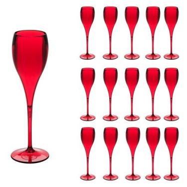 Imagem de Taça de Espumante 120ml Kit 16un Brut Alto Padrão Acrílico - NEOPLAS, 