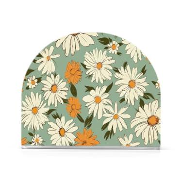 Imagem de Wassud Porta-guardanapos acrílico margaridas amarelas e brancas, dispensador de guardanapos de papel moderno em forma de U para mesa, cozinha, sala de jantar, bancada 1 peça (comporta 50-60