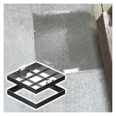 Imagem de uhyOHF Tampa de fossa séptica invisível quadrada 45 40 35 30 24x24 20 16 12 polegadas, tampas de pia de esgoto de aço inoxidável comercial, carga 2,585 kg para pavimento/estacionamento/(prata-13