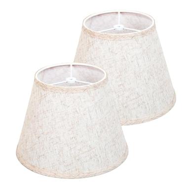 Imagem de Conjunto de 2 persianas pequenas de linho bege, 15,2 cm x 25,4 cm x 17,8 cm para candeeiros de mesa e lâmpadas de chão, abajur império para moderno, fazenda, rancho, estilo decorativo country francês