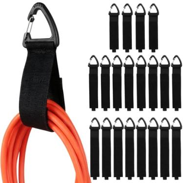 Imagem de 20 peças de tiras de armazenamento resistentes, cabide de cabo de extensão para organização e armazenamento de garagem, fivela para pendurar em paredes para cabos, fios, corda, mangueiras, organização