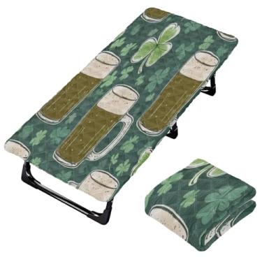 Imagem de Burbuja Lençol de berço de cerveja St. Patrick para crianças, lençol de cochilo acolchoado portátil com faixa elástica para meninas e meninos, lavável na máquina, 63,5 x 127 cm