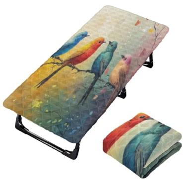 Imagem de Burbuja Lençol de berço de pássaros em aquarela para crianças, lençol de cochilo acolchoado portátil com faixa elástica para meninas e meninos, lavável na máquina, 63,5 x 127 cm