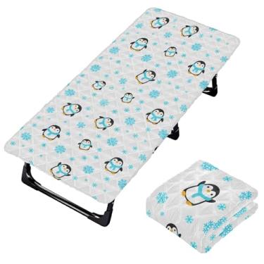 Imagem de Burbuja Lençol de berço de pinguins para crianças, lençol de cochilo acolchoado portátil com faixa elástica para meninas e meninos, lavável na máquina, 63,5 x 127 cm