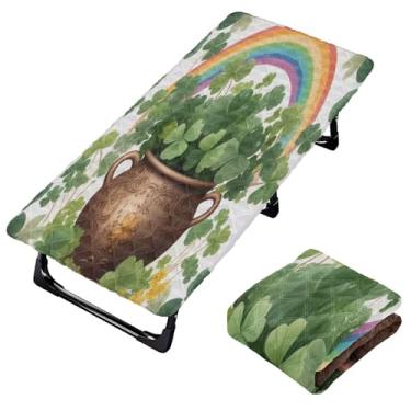 Imagem de Burbuja Lençol de berço de moedas de ouro St. Patrick para crianças, lençol de cochilo acolchoado portátil com faixa elástica para meninas e meninos, lavável na máquina, 63,5 x 127 cm