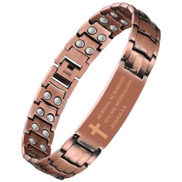 Imagem de Feraco Pulseira de cobre masculina, pulseira magnética Cooper, joia masculina 99,99% cobre puro F