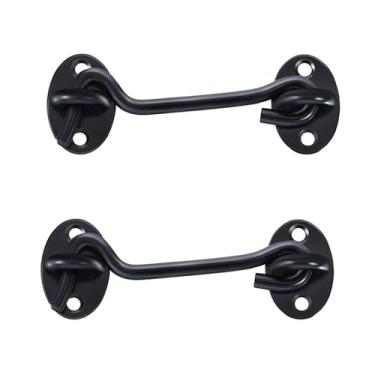 Imagem de Cadeado de gancho Cynsace e fechadura para fechadura fácil para porta de celeiro com gancho de cabine fecho de fechadura porta giratória janela gancho (4 polegadas, 4 peças)