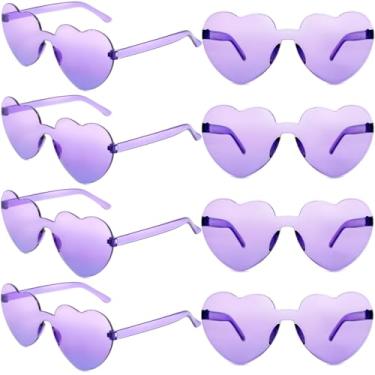Imagem de ayigu Óculos de sol em forma de coração para mulheres, óculos de sol modernos de coração, sem aro, transparentes, lembrancinhas coloridas de festa rave