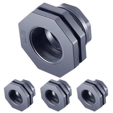 Imagem de Maasechs Conector de tanque de água de encaixe de anteparo de PVC de 7,6 cm, encaixe de tubulação de anteparo NPT para barris de chuva, tanques de água, aquários, banheiras, piscinas