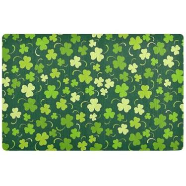 Imagem de TSENQUE Tapete de porta engraçado trevo de São Patrício personalizado tapete de sapato à prova d'água entrada interna tapetes de entrada laváveis para dentro de casa 81 cm x 50 cm