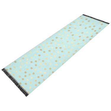 Imagem de Tapete longo de bolinhas brilhantes azul-petróleo dourado com fundo antiderrapante, 183 x 59,7 cm, tapetes antiderrapantes, tapetes para corredor de entrada