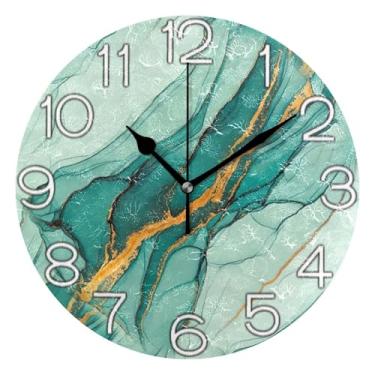 Imagem de GAIGEO Relógio de parede analógico decorativo estético silencioso sem tique-taque relógio de cozinha de escritório, retro moderno art déco decoração de parede texturas de mármore abstratas