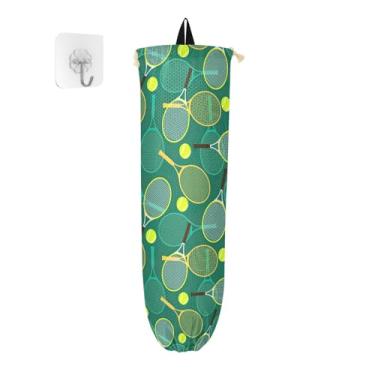 Imagem de Raquetes de tênis, bolas, suporte de saco de supermercado, suporte de saco de plástico para sacolas de supermercado, suporte de parede
