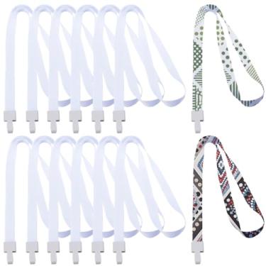 Imagem de SOFPLATE 1 caixa pacote com 20 cordões de sublimação cordões brancos em branco a granel com fechos de plástico, tiras de pescoço de poliéster em branco para transferência de calor para crachás de