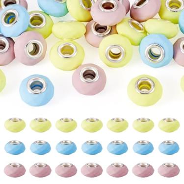 Imagem de 30 peças de contas europeias de furo grande contas de resina facetada para berloques pulseira colar brincos fazer joias Rondelle contas para caneta chaveiro DIY artesanato contas de caneta amarela 15