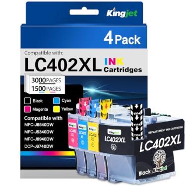 Imagem de Kingjet LC402XL LC402 cartuchos de tinta de substituição para Brother LC402XL cartuchos de tinta compatíveis com impressora Brother MFC-J6540DW MFC-J5340DW MFC-J6540DW MFC-J6540 MFC-J6740DW