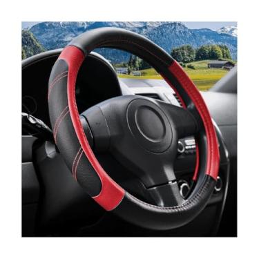 Imagem de Sandfren Capa de volante de carro, protetor de volante de couro respirável de 36,8 a 38 cm com forro antiderrapante, acessórios decorativos esportivos e elegantes, universal para van caminhão RV