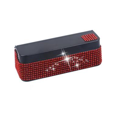 Imagem de SANMLX Porta-moedas Bling para carro, 4 compartimentos, organizador de carro com strass, compatível com quarto, níquel, centavos, centavos, organizador universal de moedas para carro, caminhão, SUV