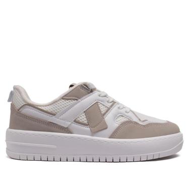 Imagem de Tênis Feminino Vizzano Flatform em Napa com Recortes Branco/Cinza-Feminino