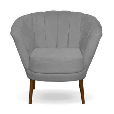 Imagem de Poltrona Cadeira Pétala Flor Decorativa Suede Cinza Claro - Kibarato M